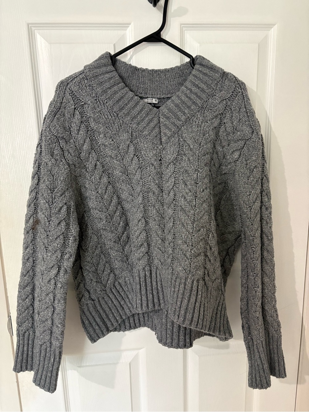 Ardene Gray Cable Knit V-Neck Sweater